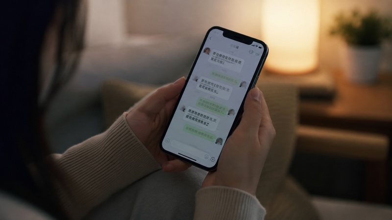 スマートフォンの画面越しにやり取りするイメージ。直接は会わない安心感を表すビジュアル